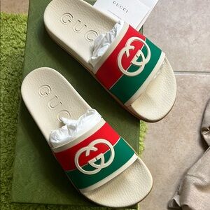 Gucci Red and Green Slide Sandals UNISEX